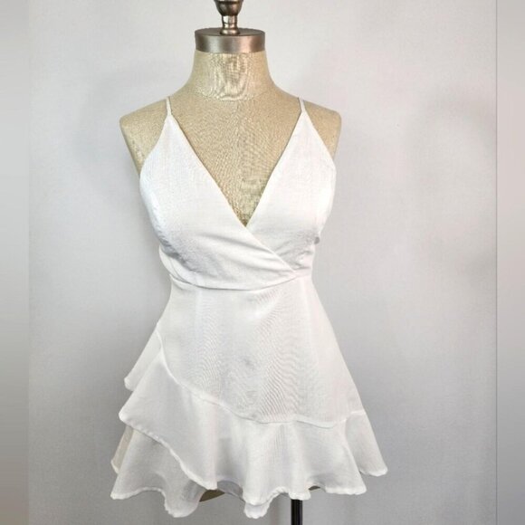 Forever 21 Pants - Forever 21 Women's Crisp White Straps High-Low Romper, sz SM